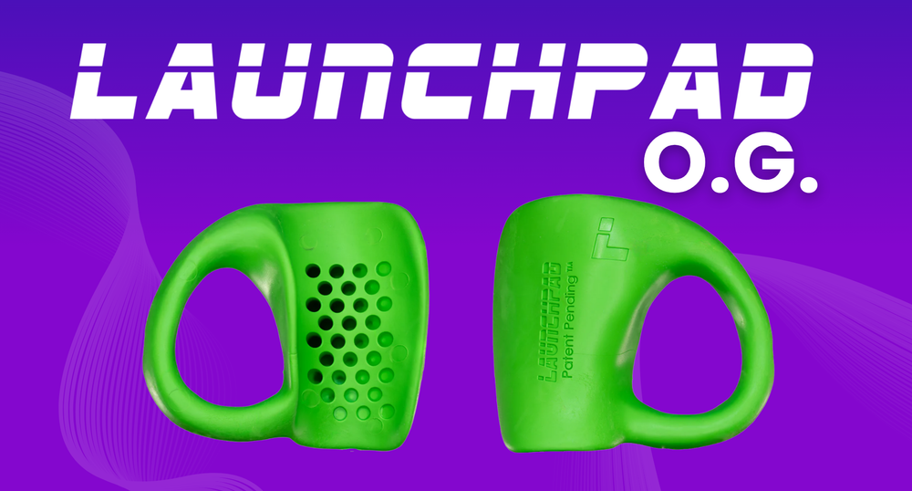 Two green 'Launchpad O.G.' devices on a purple background with the brand name displayed.
