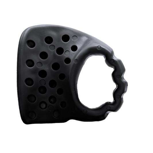 Black Launchpad Max baseball thumb guard for right-handed hitters, engineered cutouts that absorb bat sting
