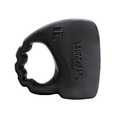 Black Launchpad Max baseball thumb guard for right-handed hitters, hand-specific fit with embossed Launchpad mark