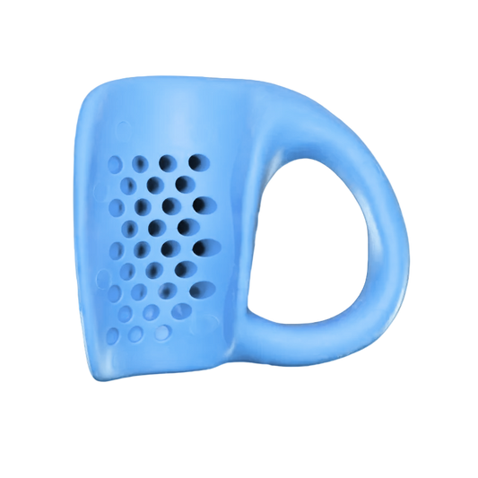 Baby blue Launchpad OG baseball thumb guard for left-handed hitters, engineered cutouts that absorb bat sting