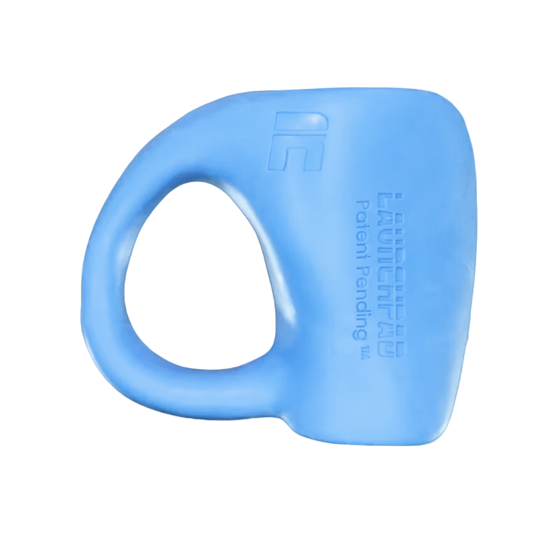 Baby blue Launchpad OG baseball thumb guard for right-handed hitters, hand-specific fit with embossed Launchpad mark