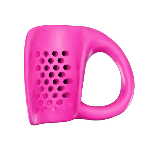 Pink Launchpad OG baseball thumb guard for left-handed hitters, engineered cutouts that absorb bat sting