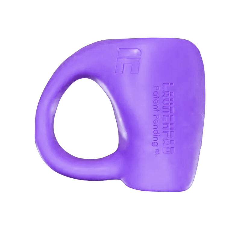 Purple Launchpad OG baseball thumb guard for right-handed hitters, hand-specific fit with embossed Launchpad mark