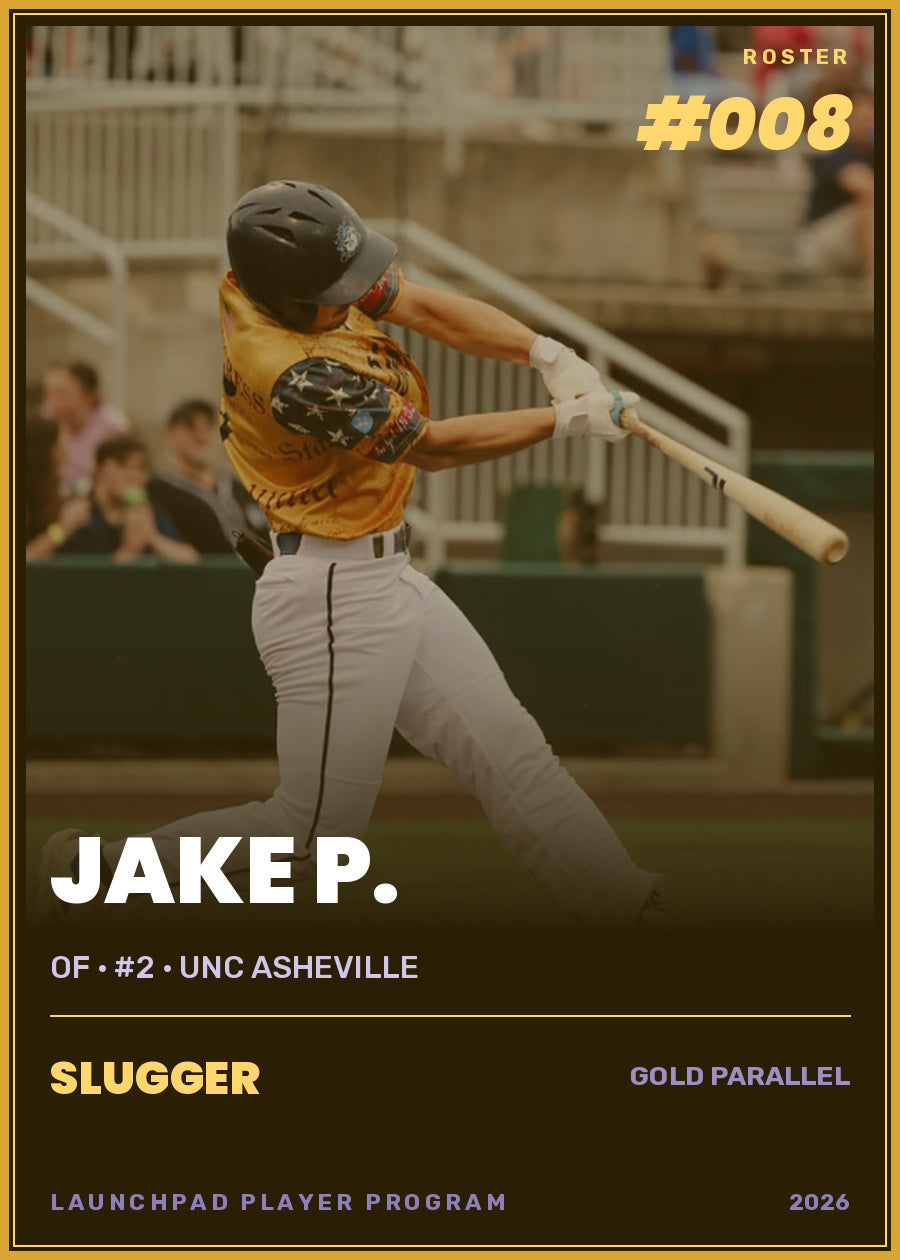 Jake P., OF · #2 · UNC Asheville, Slugger tier, roster number 8
