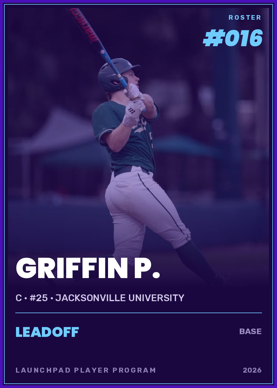 Griffin P., C · #25 · Jacksonville University, Leadoff tier, roster number 16
