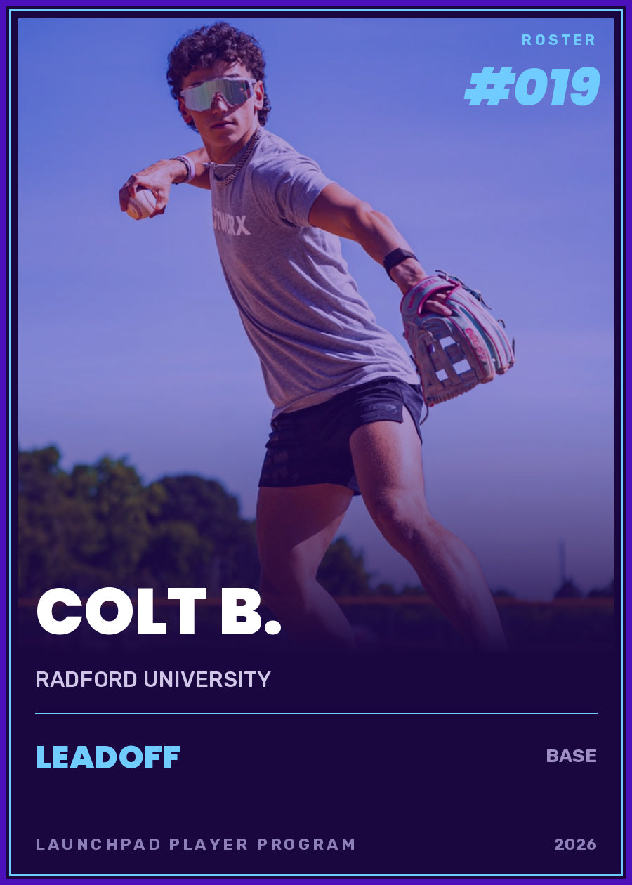 Colt B., Radford University, Leadoff tier, roster number 19
