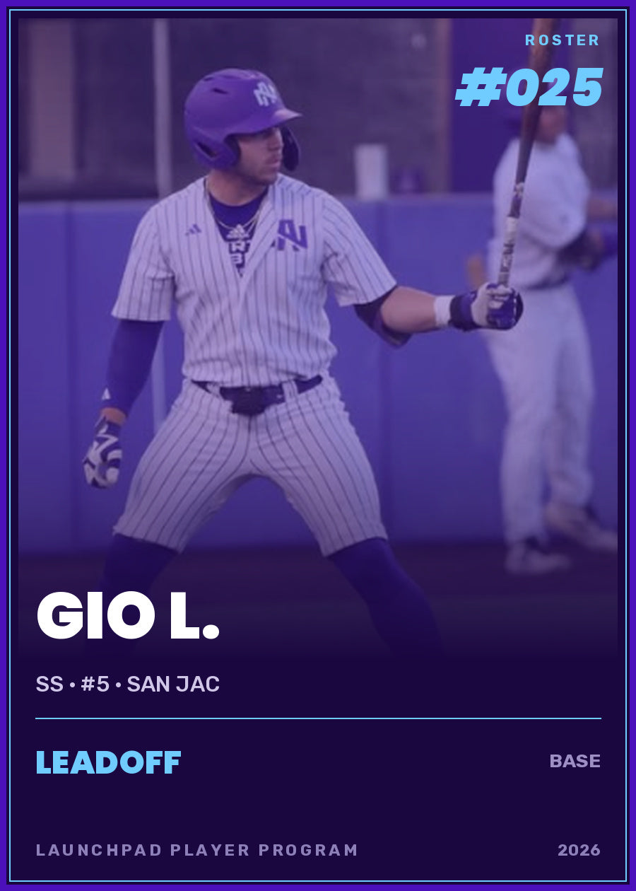 Gio L., SS · #5 · San Jac, Leadoff tier, roster number 25
