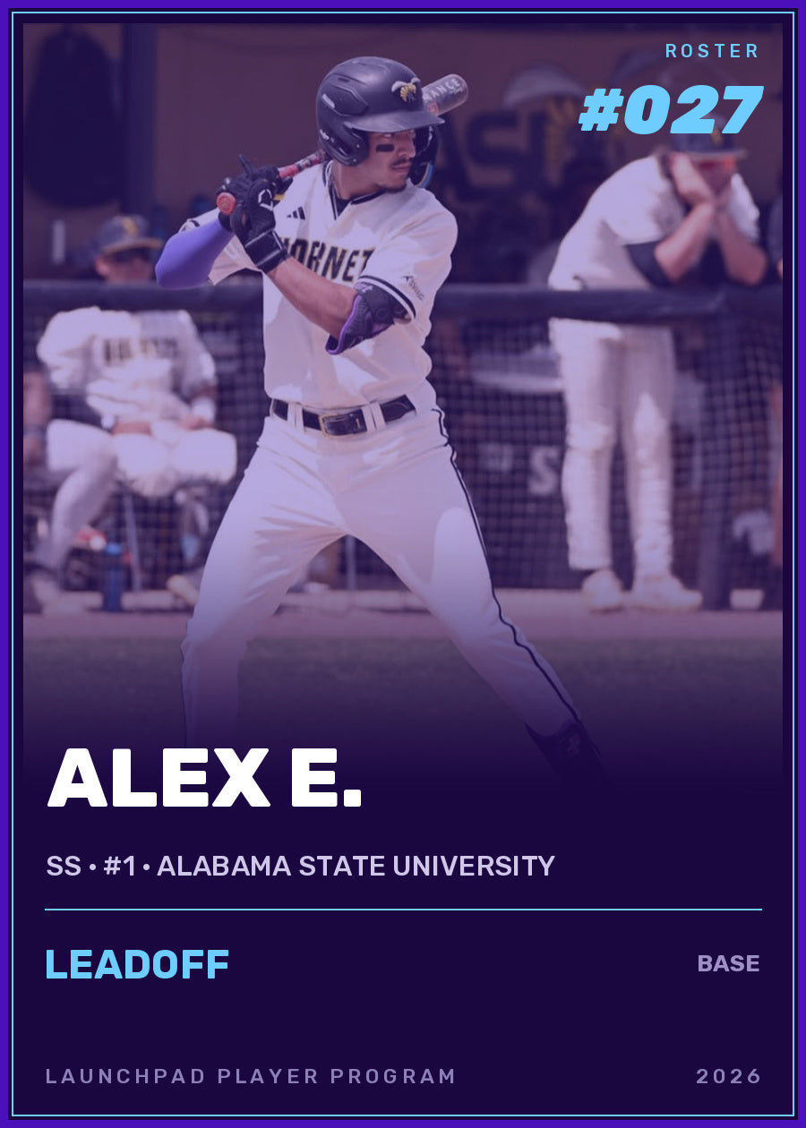 Alex E., SS · #1 · Alabama State University, Leadoff tier, roster number 27
